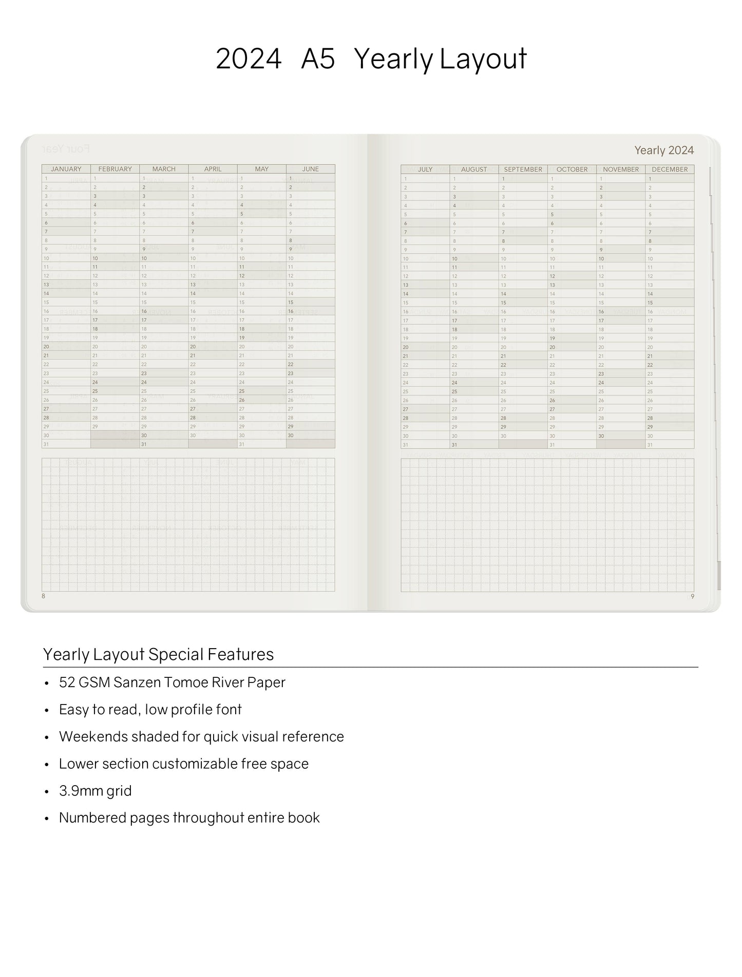 WONDERLAND 222 - A5 2024 Weekly Planner All in One - Unstacked Weekends