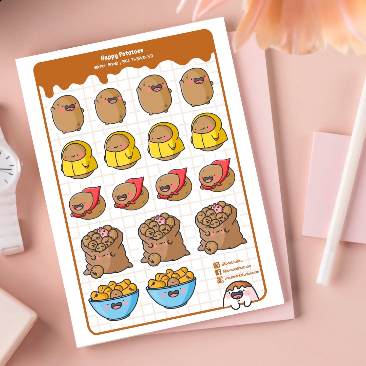 Toastedink - Cute Potatoes Sticker Sheets