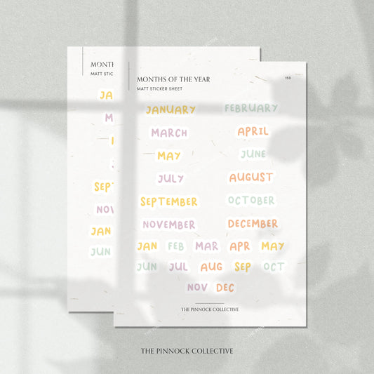 Minimal Colourful Calendar Months Sticker Sheet