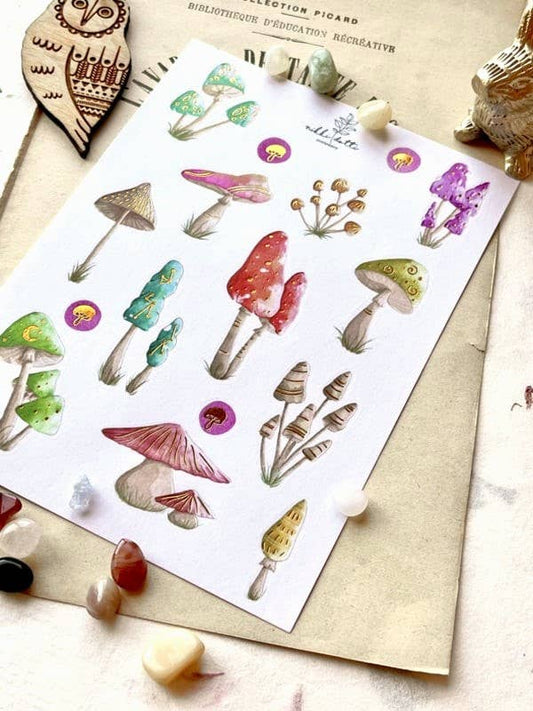 Nikki Dotti Sticker sheet - Mushrooms Gold foil
