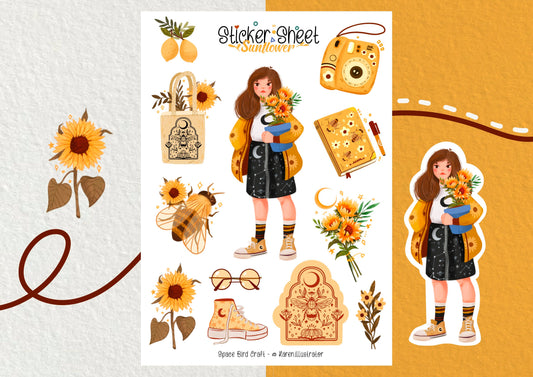 Split Moon Studios - Sunflower Sticker Sheet - Bullet Journal Stickers