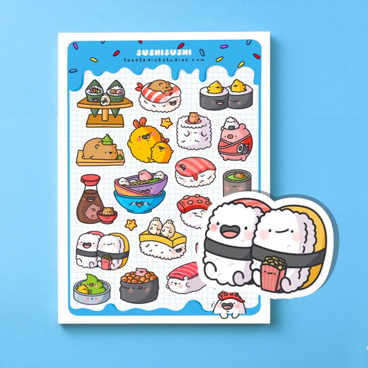Toastedink - Cute A5 Sushi Sticker Sheet